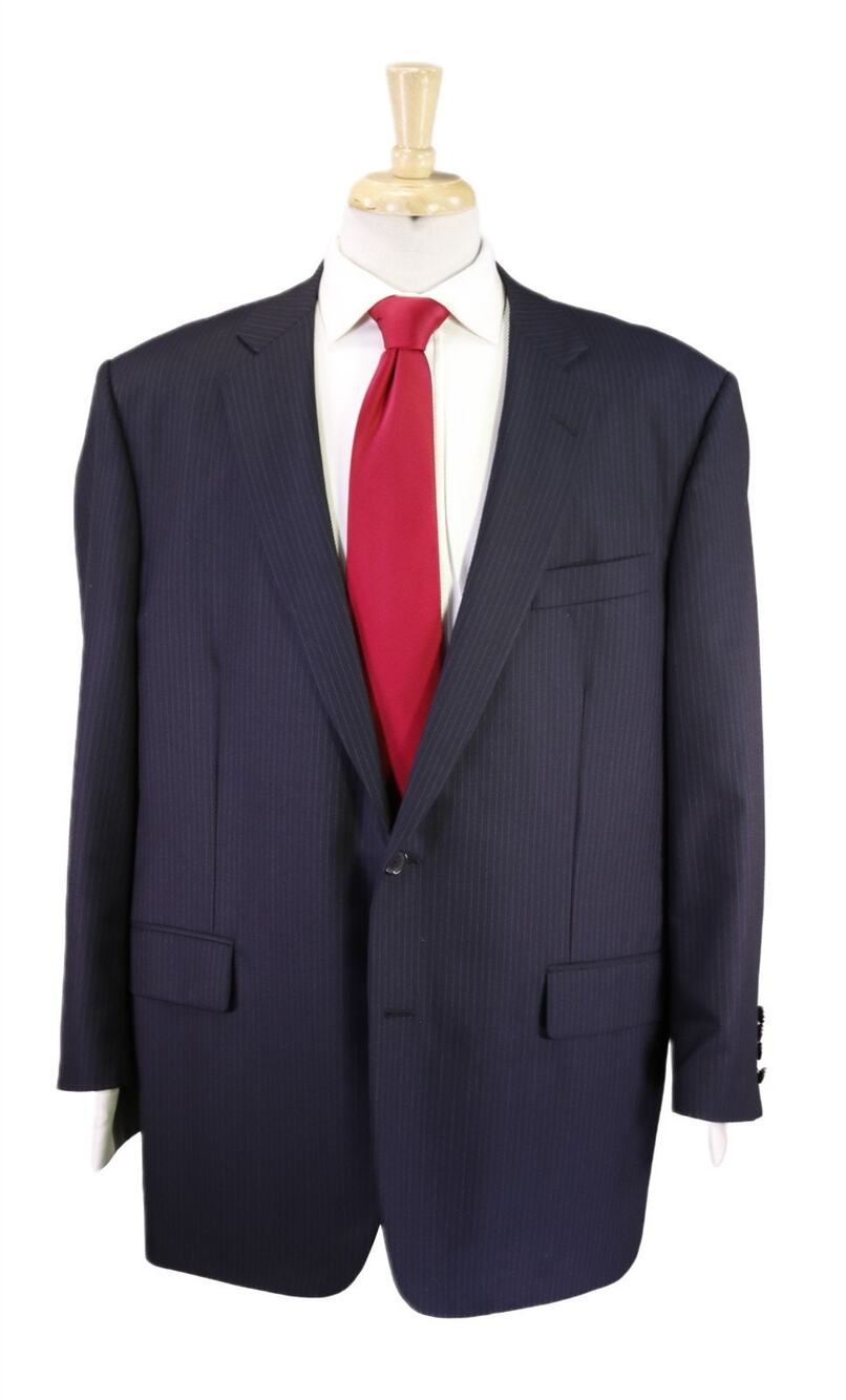 Brooks Brothers Golden Fleece Full Canvas Navy Striped Saxxon Wool Blazer 46R